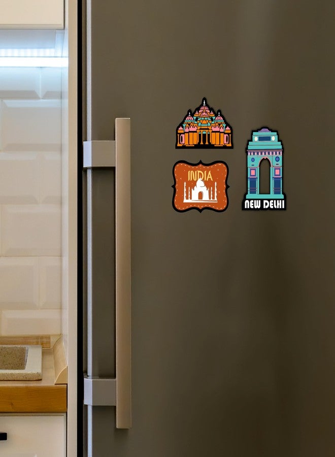 Giftplease India Gate Delhi Fridge Magnets- Set of 3 | Travel Souvenir | Refrigerator Magnet | Gifts | Decorative Items for Kitchen Fridge Magnets Set | Multicolor (FM_35) - Image 3